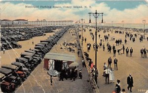 Municipal Parking Space Coney Island, New York, USA Amusement Park Rips on back 