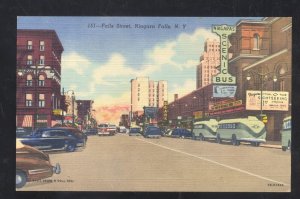 NIAGARA FALLS NEW YORK NY DOWNTOWN STREET SCENE OLD CARS VINTAGE POSTCARD