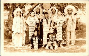 RPPC Sioux Tribe Ceremonial Dress Mandan ND Vintage Postcard L25