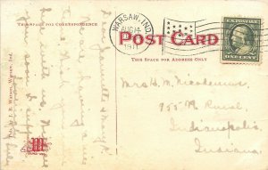 Winona Lake Indiana 1911 Postcard Moonlight On Winona Lake
