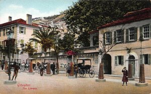 The Library, Gibraltar, Early Postcard, Unused