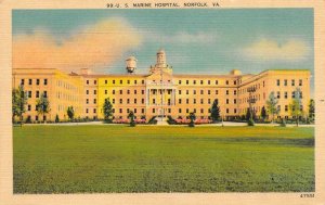 NORFOLK, VA Virginia  US MARINE HOSPITAL  Military  c1940's Linen Postcard