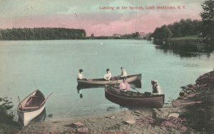 Boat Landing At Springs Canoeing Loch Sheldrake New York Vintage Postcard 1908
