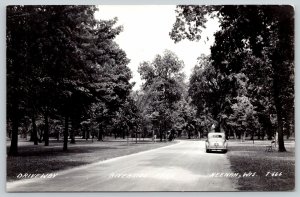 Neenah Wisconsin~Riverside Park Driveway to Shelter House~1945 Hudson Car~RPPC
