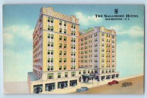 Rochester New York NY Postcard The Sagamore Hotel Exterior Roadside c1940's Cars