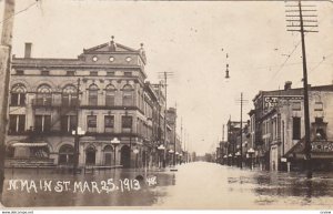 RP: PIQUA ,Ohio-1913 Flood Real Photo-N.Main St-Rowan Memorial-The Spot