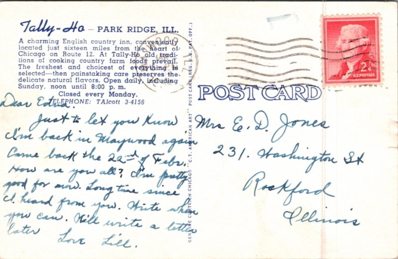 Tally-Ho Park Ridge Illinois IL Postcard
