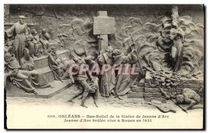 Postcard Old Orleans Low Relief Statue of Joan of Arc brulee live in Rouen in...