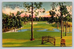 Ocean Springs MS Gulf Hills Country Club 17th Hole Golf Linen Postcard