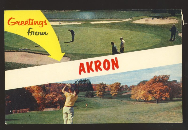 Akron, Ohio/OH Postcard, Multi-View Golf Course/Golfing,Firestone Country Club?