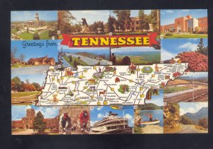 GREETINGS FROM TENNESSEE STATE MAP VINTAGE POSTCARD