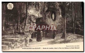 Old Postcard Fontaine les Dijon Lourdes Grotto in the Chateau of Saint Bernar...