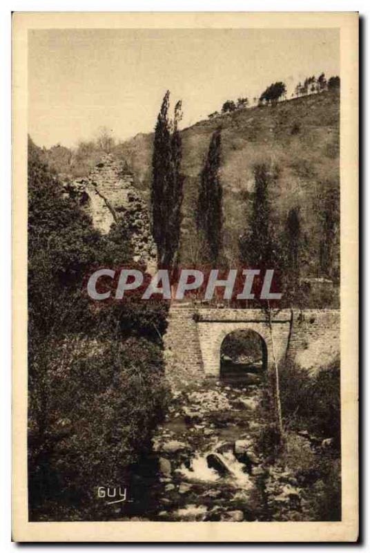 Old Postcard Aubazine Correze La Vallee du Coyroux and the ruins of the Abbey