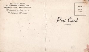 Bellerive Hotel Kansas City MO Postcard PC461