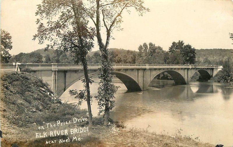 Blake 1930s Prize Drive Elk River Bridge Noel Missouri RPPC real photo 5545 