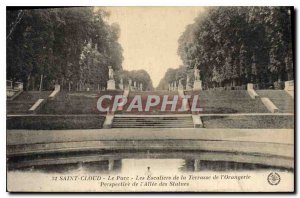 Postcard Old Saint Cloud Park Stairs from the terrace of the Orangerie Perspe...