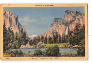 Yosemite National Park California CA Postcard 1930-50 Gateway From Bridal Veil