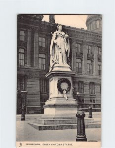 Postcard Queen Victoria Statue Birmingham England