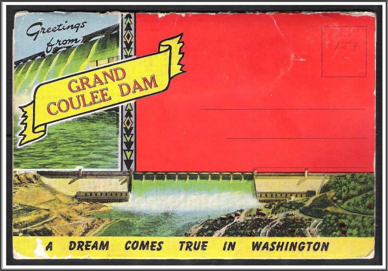 Washington, Grand Coulee Dam Greetings From Souvenir Folder - [WA-026X]