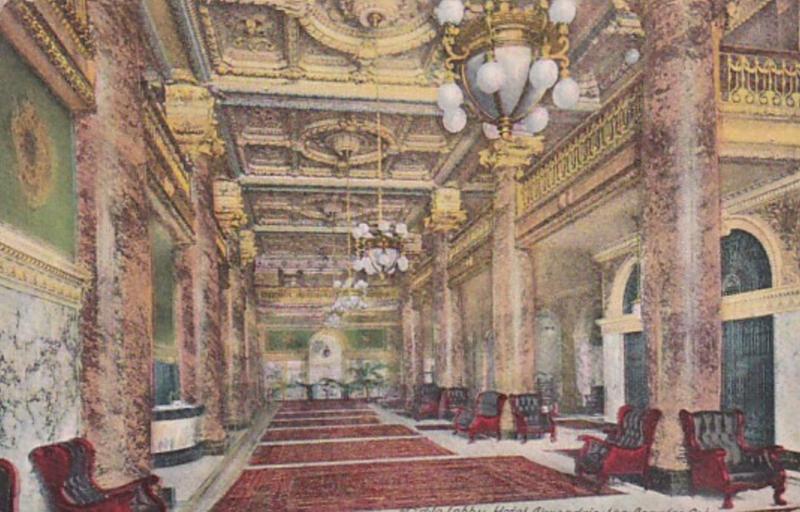 California Los Angeles Hotel Alexandria Lobby 1911