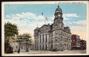 Pennsylvania ERIE Post Office and Library older car - pm1920 - White Border