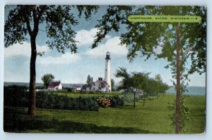 Racine Wisconsin Postcard Lighthouse Exterior Tower View c1940 Vintage Antique