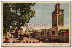 Algeria Oran Old Postcard Mosque and Church St Louis