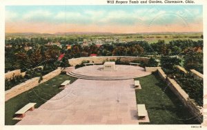 Vintage Postcard Will Rogers Tomb & Garden Claremore Oklahoma C.T. American Art