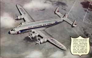 Eastern Airlines Airplane in Flight Constellation Postcard
