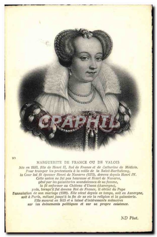 Old Postcard Marguerite de Valois France or