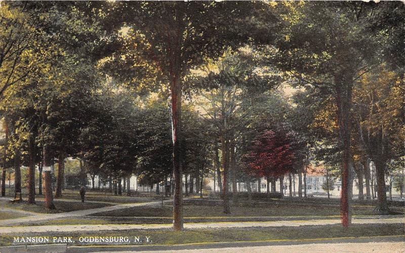 B87/ Ogdensburg New York NY Postcard c1910 Mansion Park Scene