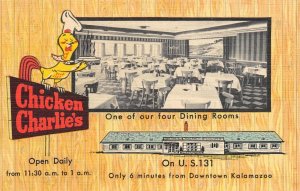 Kalamazoo, MI CHICKEN CHARLIE'S Roadside Charles Schwarz c1940s Linen Vintage