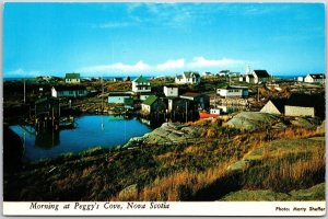 Peggy's Cove Nova Scotia Canada Morning Break Over Village Residences Postcard