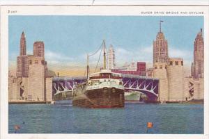 Illinois Chicago Outer Drive Bridge and Skyline