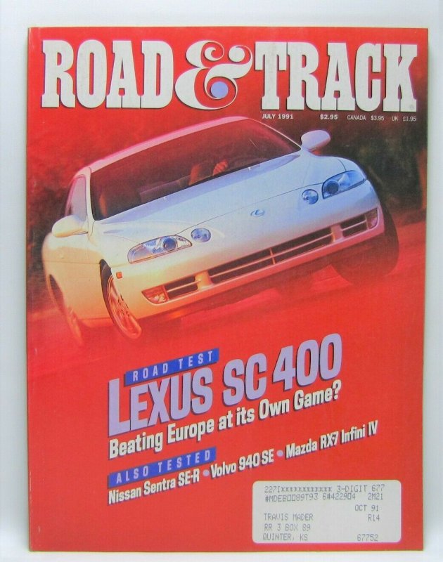 Road & Track July 1991 Vintage Magazine Lexus SC400