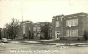 RPPC Postcard 3601; Public School, Litchfield MN Meeker County, Pearson Photo