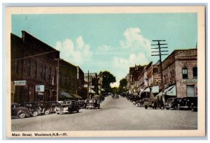 Woodstock New Brunswick Canada Postcard Main Street Drugstore c1940's