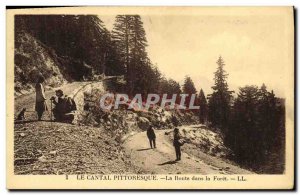 Old Postcard Cantal Scenic Road In Forest