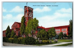 Postcard Denver Colorado South High School Vintage Standard View Card