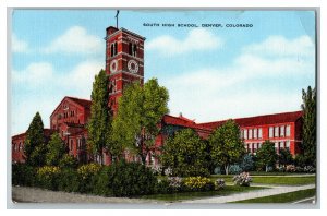 Postcard Denver Colorado South High School Vintage Standard View Card 