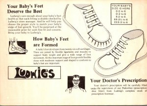 Advertising Ludwig's Baby Shoes Ohio 1982