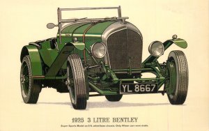 Transportation themed postcard automobile 1925 3 litre Bentley