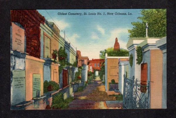 LA Cemetery Grave Yard New Orleans Louisiana Postcard Linen PC Carte Postale