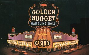 Las Vegas Nevada, 1963 Golden Nugget Casino Gambling Hall, Vintage Postcard