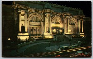 Vtg New York City NY Metropolitan Museum Of Art Night View 1950s View Postcard