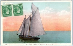 Postcard - Off For A Sail - Atlantic City, New Jersey