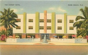 Florida Miami Beach Dorset Hotel roadside linen Colorpicture Postcard 22+4340