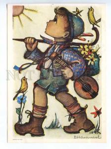 241668 GERMANY CHILDREN Hummel boy musician Vintage postcard