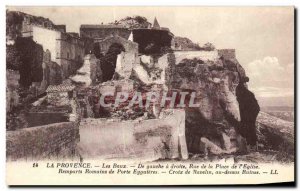 Old Postcard Provence Les Baux de Gauche Straight Street Place de L Eglise Ro...