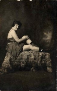 Burlesque Risque Woman Showing Skin Leopard Print CLARITO Chicago IL RPPC